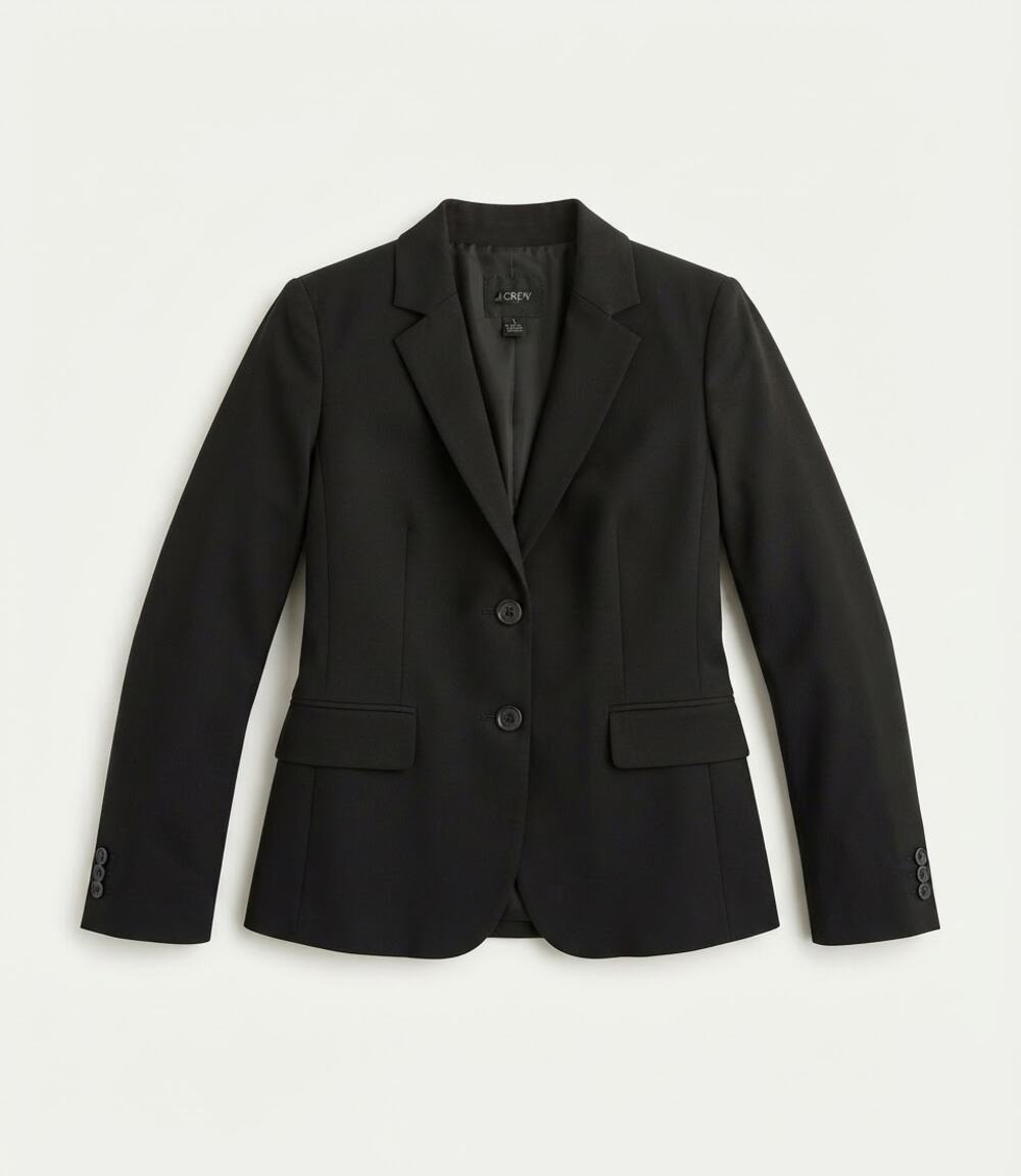 J.Crew Super 120s Wool Black Tailored Blazer Jacket Size 4 Formal Corporate Chic
